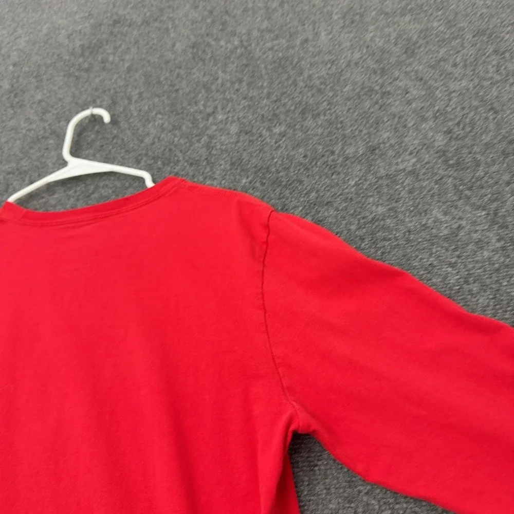 The North Face Long Sleeve Shirt Men M Red Cotton Graphic Mountain Outdoor Style